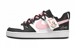 Nike Court Borough Low-Top Skateboard Shoes Women's Black White Pink
