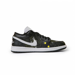 Jordan Air Jordan 1 Low-Top Vintage Basketball Shoes Women's Black Silver Yellow 1 2556645