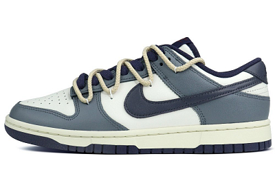 Nike Dunk Anti-Slip Wear-Resistant Low-Top Skateboard Shoes Men's Navy Blue White
