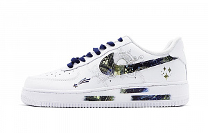 Nike Air Force 1 Starry Sky Collection Galaxy Mooncatcher Low-Top Skateboard Shoes Women's White Blue