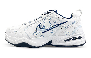 Nike Air Monarch 4 White Navy Slip-Resistant Height Increasing Low-Top Chunky Sneakers Unisex White Blue 1 2559534