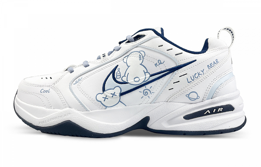 Nike Air Monarch 4 White Navy Slip-Resistant Height Increasing Low-Top Chunky Sneakers Unisex White Blue купить в интернет-магазине Yoocart с быстрой доставкой по России.