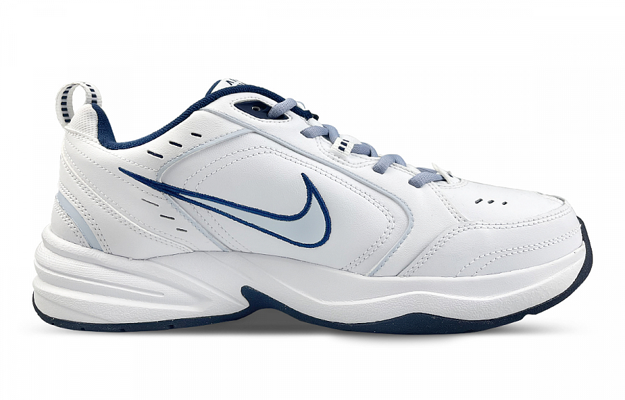 Nike Air Monarch 4 White Navy Slip-Resistant Height Increasing Low-Top Chunky Sneakers Unisex White Blue купить в интернет-магазине Yoocart с быстрой доставкой по России.