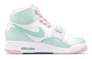 Jordan Legacy 312 Cushioning Wear-Resistant High-Top Vintage Basketball Shoes Women's White Green Pink 1 2559660