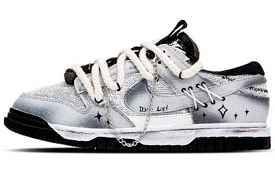 Nike Air Dunk Jumbo Xingji Starry Voyage Anti Slip Wear Resistant Low Top Skateboard Shoes Men White Gray Black