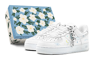 Nike Air Force 1 Anti-Slip Wear-Resistant Low-Top Skateboard Shoes Women's Blue Yellow