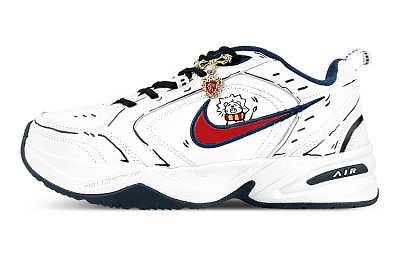 Nike Air Monarch 4 Height Increasing Low-Top Chunky Sneakers Unisex Red White
