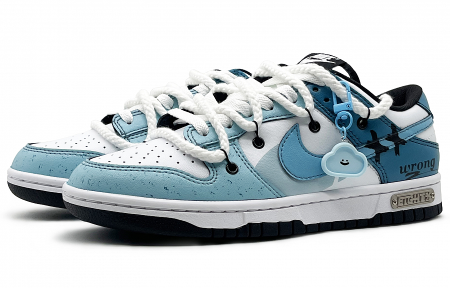 Nike Dunk Low Retro'Black' Anti-Slip Wear-Resistant Low-Top Skateboard Shoes Unisex White Blue купить в интернет-магазине Yoocart с быстрой доставкой по России.