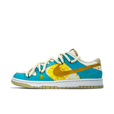 Nike Dunk Anti-Slip Wear-Resistant Low-Top Skateboard Shoes Men's Blue Yellow