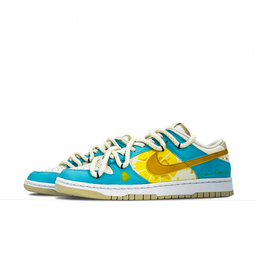Nike Dunk Anti-Slip Wear-Resistant Low-Top Skateboard Shoes Men's Blue Yellow