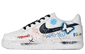 Nike Air Force 1 Slip-Resistant Cushioning Abrasion-Resistant Low-Top Skateboard Shoes GS White Multicolor