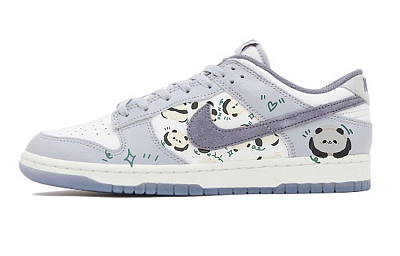 Nike Dunk Anti-Slip Wear-Resistant Low-Top Skateboard Shoes Men's White Gray