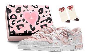 Nike Dunk ESS 'White Paisley' Pink Love White Valentine Lightweight Low-Top Skateboard Shoes Women's Pink White