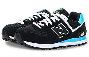 New Balance 574 Series Low Top Black/Blue Women's 1 2581390