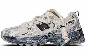 New Balance NB 530 Shock Absorbers Slip Resistant Abrasion Resistant Mid top Running Shoes Unisex Ecru Gray