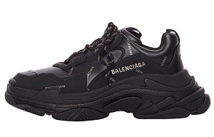 Balenciaga Triple S AllOver Logo Black Grey Leather Free