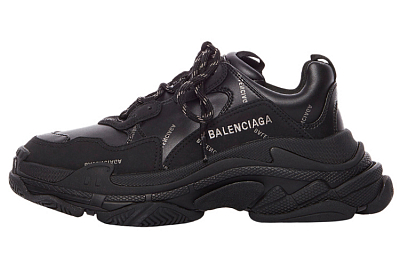 Balenciaga Triple S AllOver Logo Black Grey Leather Free