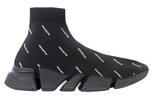 Balenciaga Speed Trainer 2.0 All Over Logo Black White Women's 1 2592838