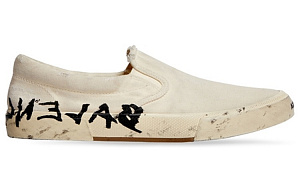 Balenciaga Paris Low Top Slip On Shoes 'Washed White Cotton' Women's 1 2592922