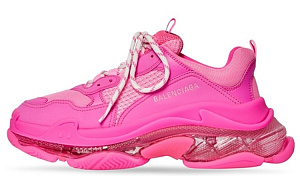Balenciaga Triple S Low-Top Chunky Sneakers Women's Neon Pink