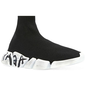 Balenciaga Speed 2.0 Graffiti Recycled Knit Black Women's 1 2593381