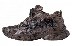 Balenciaga Runner Graffiti Low Top Casual Shoes Men's Gray Brown