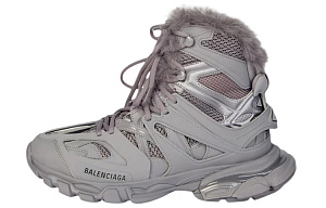Balenciaga Track Hike Boots Faux Fur Grey