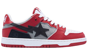 A BATHING APE SK8 STA Stylish Skateboarding Shoes Women's White Gray Red 1 2601305