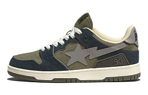 A BATHING APE SK8 STA Stylish Skateboarding Shoes Women's Olive Green