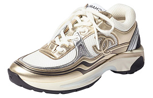 CHANEL Women's Cc Logo Sneaker 'White Gold Silver' Women's 1 2601888