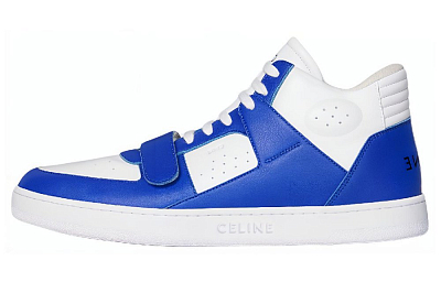 CELINE CT 02 Mid Top Stylish Skateboarding Shoes Men's White Blue