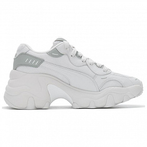 PUMA Pulsar Wedge Abrasion Resistant, Breathable, Lightweight Low Top Chunky Sneakers Women's Gray White 1 2604658