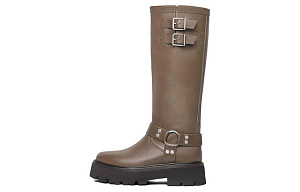 CELINE Bulky Biker Knee high Boots Women's Khaki
