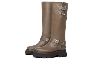 CELINE Bulky Biker Knee high Boots Women's Khaki 1 2605194