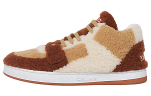 CELINE Mid Top Skateboard Shoes Women's Red Brown