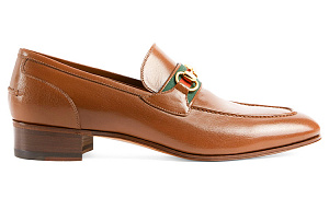 GUCCI Horsebit Web Stripe Loafer 'Brown' Women's 1 2612176