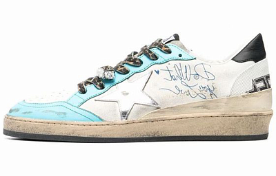 Golden Goose Ball Star Stylish Skateboarding Shoes Men's White Blue