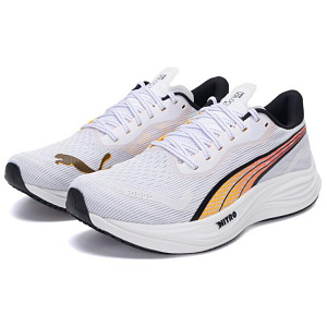 PUMA Velocity Nitro 3 Abrasion Resistant Low Top Casual Running Shoes Men's Black White 1 2612397