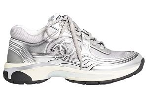 CHANEL Low Top Casual Shoes Women's Silver Gray 1 2612533