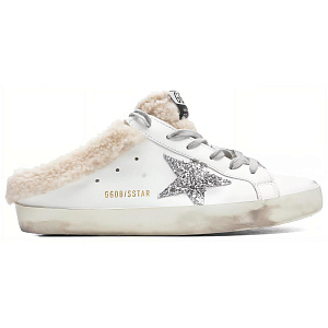 Golden Goose Super Star Sabot White Silver Beige Women's 1 2612946