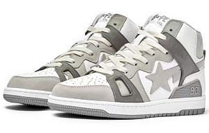 A BATHING APE STA 93 High Stylish Skateboarding Shoes Men's Gray White 1 2612966
