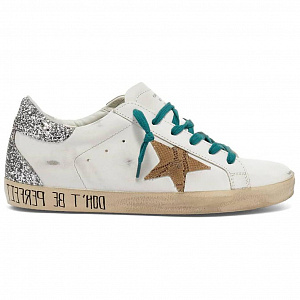 Golden Goose Super-Star Stylish Skateboarding Shoes Women's White Silver Vintage Version 1 2613414