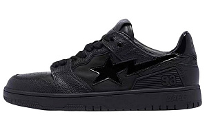 A BATHING APE Bape SK8 Sta Triple Black Patent Leather Sta Logo