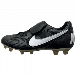 Nike Tiempo FG Rubber Long Studs Anti-Slip Wear-Resistant Soccer Shoes Unisex Black White