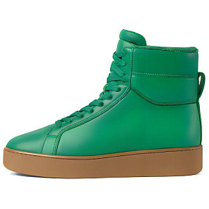 Bottega Veneta Quilt High Top Stylish Skateboarding Shoes Men's Green Brown