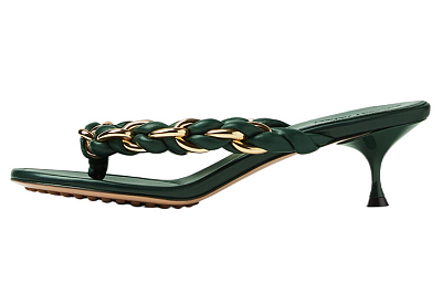 Bottega Veneta Dot Leather Patchwork Flip Flops Women's Jasper