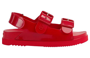 GUCCI Mini Double G Sandal Red Rubber Women's 1 2616958