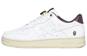 BAPE BLACK x A BATHING APE STA Low-Top Stylish Skateboarding Shoes Women's White Brown Green