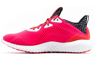Adidas AlphaBounce J Cushioned Wear-Resistant Slip-Resistant Low-Top Running Shoes Women's Red Black