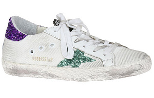 Golden Goose Stylish Skateboarding Shoes Women's White Green Purple 1 2617631